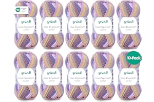 ‎GRÜNDL Gründl Wolle Lisa Premium color - Garn zum Stricken mit Farbverlauf - Strickgarn - Häkelgarn - Weich und hautfreundlich - 100% Polyacryl 10 Knäuel 50 g / 133 m -Nadelstärke 3,5-4,5 - Rosa-flieder