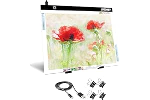 JUSONEY Diamond Painting Leuchttisch A3 Light Pad Diamond Painting Zubehör Zeichentisch zum Zeichnen Skizzieren Malen Animation Diamond Painting mit 4 Befestigungsclips