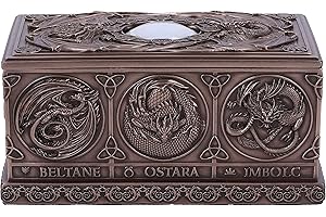 Nemesis Now Caja de tarot Dragons of the Sabbats de 14,5 cm, resina, bronce, regalo de fantasía de Anne Stokes, caja de cartas de tarot, acabado en bronce, caja de almacenamiento, fundida en la mejor