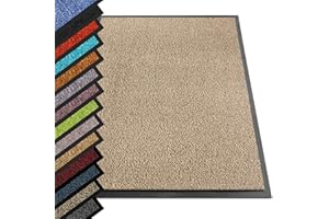 Casa Pura - Tappeto antiscivolo e antipolvere, zerbino per interni ed esterni, lavabile e ultra assorbente, Vinile, Beige - Noir, 40 x 60 cm