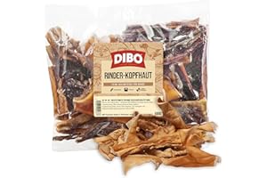 DIBO Rinderkopfhaut, 500g-Beutel, Naturkau-Snack oder Leckerli für Zwischendurch, Hundefutter, Qualitätskauartikel ohne Chemie