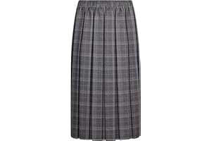 KK Fashion Lines Ladies Tartan Box Pleated Skirt, Elasticated Waist, 27" Length