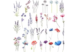 COKTAK 12 Blätter Aquarell Lavendel Temporäre Tattoos Frauen Bunt Winde Erbsenblume Edelwicke Fake Blumen Hand Hals Temporary, Zum Aufkleben Auf Die Haut Kindertattoos Mädchen