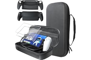 Kuject Portable Case for PlayStation Portal, with 2 Screen Protectors and 1 Full Body Silicon Protective Cover, Large Space Case Accessories for PS 5 Portal Remote Player, Provide Storage Protection