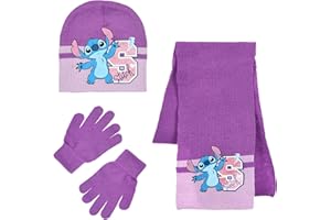 DISNEY LION GUARD Disney Stitch Mütze, Schal und Handschuhe für Mädchen, Winterset Mütze, Schal und Handschuhe, Winteraccessoires für Kinder, Geschenk für Mädchen