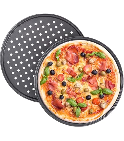 Besttoolifes Teglia per pizza antiaderente in acciaio al carbonio con