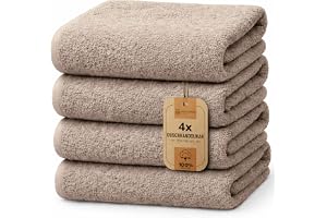 NatureMark Set med 4 duschhanddukar – mjuka och absorberande duschhanddukar i 100% bomull, lämpliga för daglig användning – S