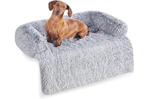 Feandrea FluffyHug PGW222G01 Sofa dla psa, narzuta na sofę dla psa, uspokajająca, legowisko, dla średnich psów, rozmiar L, 95 x 85 x 16 cm, szara (Grey Ombré)