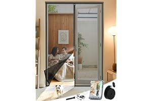 ARCOL Zanzariera Magnetica 120x240 cm Antigraffio in Vetroresina - Zanzariera Porta Finestra con 2 Set di Nastri Adesivi, 1 Extra per la 2a Stagione - Zanzariere Magnetiche Base con Pesi (Nero)