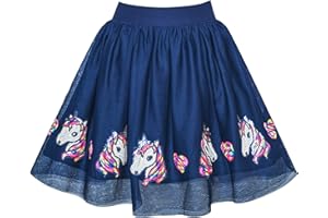 SUNNY FASHION Girls Skirt Blue Heart Sequins Sparkling Tutu Dancing Age 2-12 Years