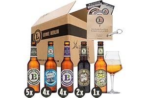 ‎BRAUEREI LEMKE BERLIN GMBH LEMKE Berlin IPA Paket + Glas | Mix-Paket mit verschiedenen IPA + Craft Beer Glas | Bier-Mix, Bier Box Craft Beer, Bier Geschenk für Männer mit Verkostungsglas (16 x 0,33l + Glas) | inkl. 1,28 € Pfand