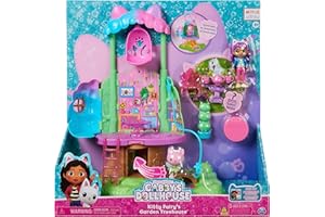 GABBY'S DOLLHOUSE Gabby’s Dollhouse, set di gioco trasformabile Garden Treehouse con luci, 2 personaggi, 5 accessori, 1 scatola con sorpresa, 3 mobili, giocattoli per bambini dai 3 anni in su