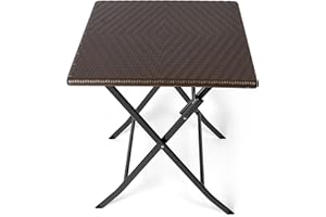 ‎PARK ALLEY Park Alley Beistelltisch in braun - eckiger Gartentisch in Rattanoptik - Kunststofftisch für Garten, Terrasse und Balkon geeignet - Bistrotisch mit Stahlgestell