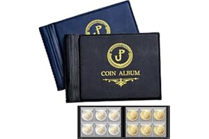 UNCLE PAUL CS42MX1 Lot de 2 albums pour collection de pièces de monnaie - 120 pochettes de 35 x 35 mm chacune - Pour collection et rangement - Noir et Bleu