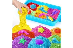 Sikmcle Play Sand con Sensory Bin - 8 lb de 7 Colores a Granel Magic Sand con Caja de Arena para Niños Pequeños, Kit de Arena Sensorial para 3 a 8 Años (Azul)