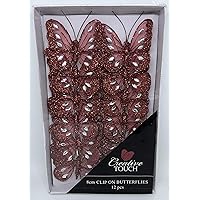 White Glitter & Diamante Butterflies On Wire - Pack Of 6
