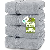 Utopia Towels Cotton Bath Towels, Pack of 4, 69 x 137 cm, Cool Grey | Ring Spun Cotton Towels, Lightweight and Premium Qualit