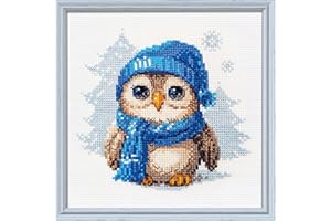 Aine - Gufo coccolone A1019, Punto croce 15x15, Punto croce kit da ricamare, Disegni da ricamare, Embroidery kit, Kit ricamo punto croce