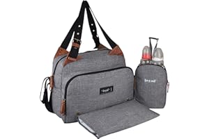 BABY ON BOARD TITOU CITY - Sac Bébé avec Tapis à Langer - Face Eponge - Sac Repas Isotherme - Grande Capacité - 2 Grands Compartiments - Gris
