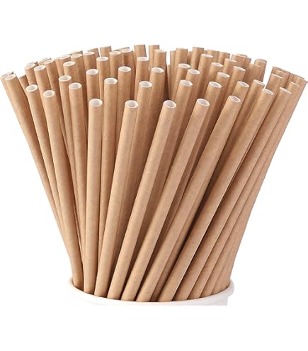 Natuurlijk Bruin Kraftpapier Rietjes voor Drinken, Cocktail, Koffie -19,7 x 0,6cm, 250 Stuks