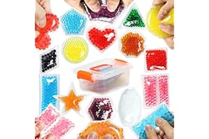 Sensory Water Beads Toys for Autism, LESONG Sensory Shapes Bean Bags 12 Pack, Stress/Anxiety Relief Squishy Toys for Kids and Adults, Visual Educational Gel Bead Squeeze Montessori Toy