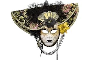 CARNAVALIFE Máscara Veneciana del Bufón de Modelo Vintage Mujer para Carnaval Halloween Navidad Cosplay Fiesta Bola de Fantasía