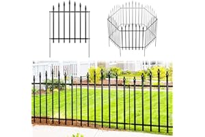 Thealyn 5-panelowe metalowe ogrodzenie ogrodowe, 66 cm wys. x 60 cm szer. - 26″ wys. x 24 ″ szer. (5 paneli) odporna na rdzę żelazna bariera dla zwierząt odporna na psy zewnętrzne ogrodzenie graniczne