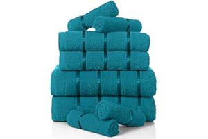 GC GAVENO CAVAILIA Luxury 8 Pack Boston Bale Set, Extra Soft 100% Egyptian Cotton, Highly Absorbent Towel 450 GSM, TEAL, MAIL BAG