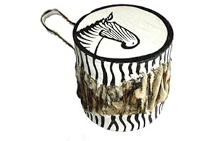TFTC Small Childrens African Alto Hand Drum handmade Festival Drum Lightweight Djembe Drum 4.5" Drum Head Tom Tom Bongo Fair Trade Kenya (Zebra)