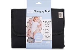 BABY POLAR GEAR Polar Gear Baby Portable Baby Changing Mat – Wipe Clean Compact Change Mat for Newborns & Toddlers – Travel Nappy Changing Bag with Pocket – Soft, Padded & Fits into Handbags/Backpacks (Black)