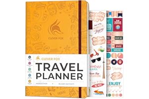 Clever Fox Diario di viaggio – Agenda per le vacanze con piano di bilancio, lista imballaggi, spese e diario di viaggio, organizer per itinerari di viaggio, per donne, uomini e coppie, formato A5,