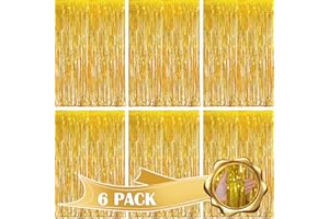 KIPIDA 6 Stück Metallische Lametta Vorhänge, Folien Fransenvorhang 1mx2.5m, Folie Hintergrund Fringe Deko, Glitzer Vorhang Hintergrund für Silvester Hochzeiten Geburtstage Festivals Party ​Deko