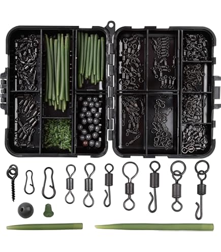 60 Pcs Clip Plomb Carpe Avec Manchons Anti-Enchevêtrement, Émerillons Rapides Et Caoutchoucs - Kit Pêche Complet