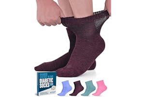 DOCTOR'S SELECT Bamboo Diabetic Socks Women & Men - 4 Pairs Ankle Length Womens Diabetic Socks | Bamboo Socks Womens | Neuropathy Socks