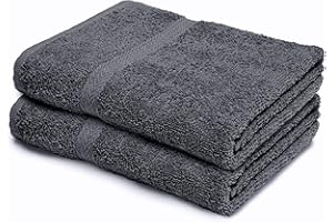 Makooz Bathroom and Kitchen 2 Pc Hand Towels Pack - 500 GSM Natural 100% Egyptian Cotton -Quick Dry and Absorbent - Fast Drying Soft and Luxurious Bath Hand Towel Set (Grey, 50x80 CM)