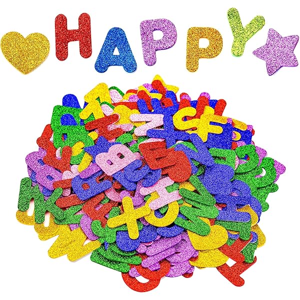 Adesivi Schiuma Glitter - 150 Lettere E Numeri Colorati, Autoadesivi, Per Bambini E DIY - Foto 6