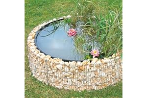 bellissa bassin surélevé en gabion - 95577 - bassin de jardin, bâche de bassin et film de séparation inclus - diamètre 146/126 cm, hauteur 40 cm