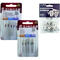 Lot Aiguilles Machine à Coudre Singer 20 Pièces + 10 Canettes - Universel 90/14 - Système 130/705H