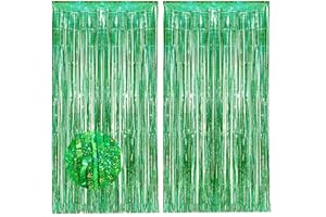 duoyif Cortinas De Oropel Metálico, Cortina De Papel De Borla, Cortina Brillante Fiesta, Cortina De Lámina, Cortinas Decorativas De Fondo para Cumpleaños, Fiestas, Bodas (1 x 2,5 m) 2 Piezas (Verde)