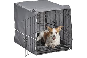 MIDWEST HOMES FOR PETS New World Kit di gabbia per cani a doppia porta, 61 cm, include una gabbia a due porte, letto grigio abbinato e copertura per gabbia, per razze di piccola taglia
