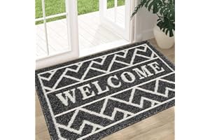 Enyhom Fußmatte Innen 50 x 80 cm Schwarz, rutschfest Waschbar Schmutzfangmatte Wasserabsorbierenden Türmatte Schmutzfänger Teppich für Eingang, Haustür, Patio, Flur