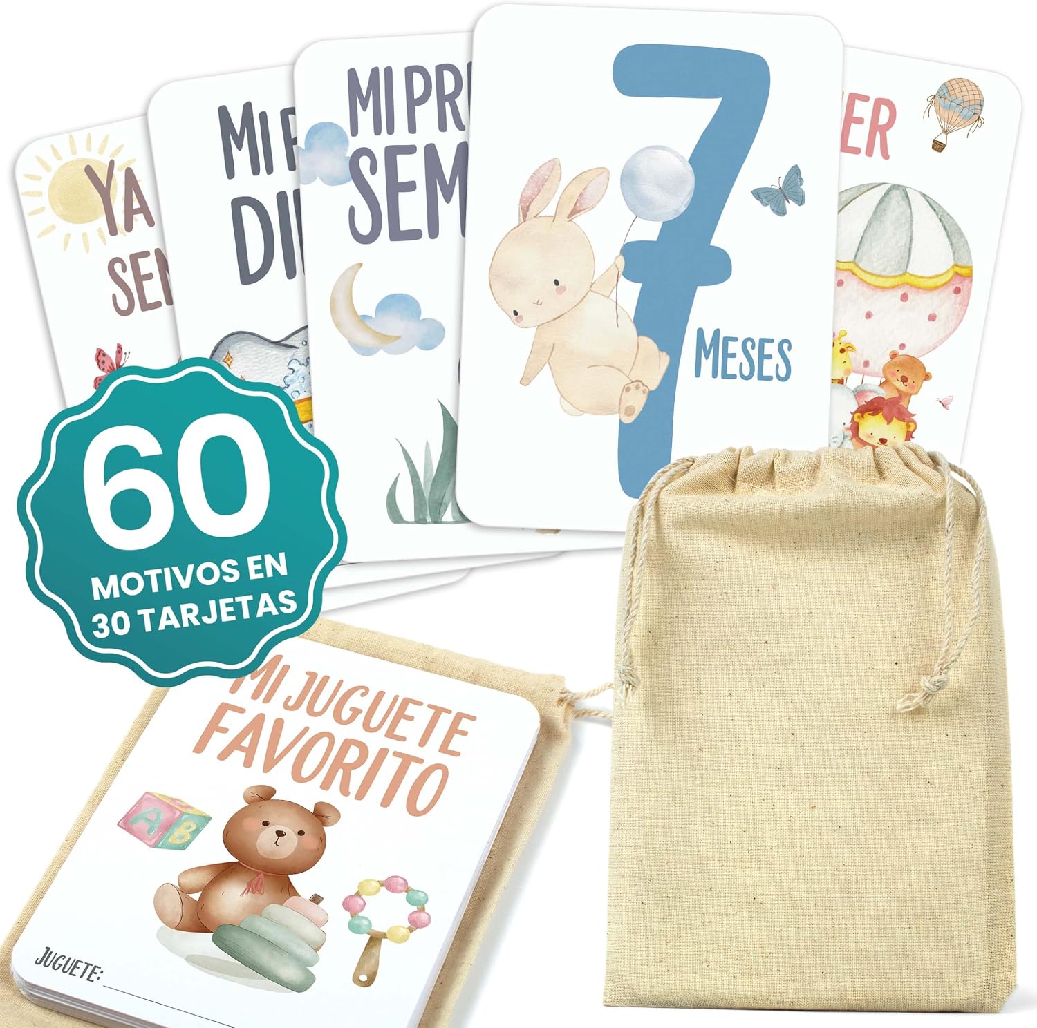 CONTRAXT Tarjetas cumple meses bebe español. Bonitas cumple mes bebe meses español Regalos originales cumplemes bebes recien nacidos futura mamá (Español)