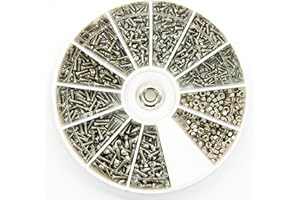 PROtastic Kit di viti e bulloni in acciaio inox, 600 pezzi assortiti: M1, M1.2, M1.4, M1.6 - Ottimo per occhiali e orologi