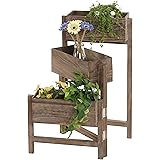 Mendler Pflanzregal, Standregal Blumenständer, Höhe: 65cm Shabby-Look Vintage - braun