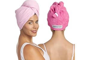 Turbie Twist Microfiber Hair Towel Wrap for Women and Men | 2 Pack | Bathroom Essential Accessories | Quick Dry Hair Turban for Drying Curly, Long & Thick Hair (Dark Pink, Light Pink)