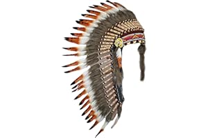 KARMABCN Sombrero Indio Mediano Penacho Tocado de Plumas
