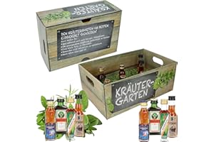 CREOLOGIC Kräutergarten Geschenkbox · Witzige Geschenkidee für Männer und Frauen mit Alkohol · 8 x Kräuter-Likör · Hochwertige Geschenkbox · Geburtstagsgeschenk für Männer