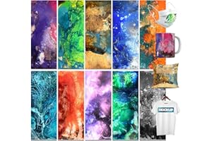 ‎LUCKIGUCK LUCKIGUCK Infusible Transfer Ink Sheets 10 Stück/Set Bunt Marmor, Unschmelzbare Transfer-Tintenblätter 11.5 x 30.5 cm, Farb- und Mustertransferfolie