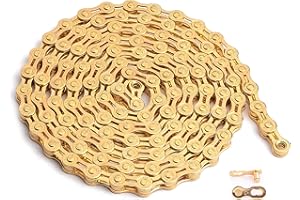 Hycline Bike Chain 6/7/8-Speed, Half Hollow 116 Links Bicycle Chain 1/2 x 3/32 Inch, Special Steel for Road Mountain Racing Cycling - Gold