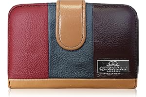 Quenchy London Real Leather Purse RFID and NFC Blocking with 2 Zipped Coin Sections, 5 Coin Trays, 6 Credit Debit Cards Spaces Slots 14cm x10 x3 QL841